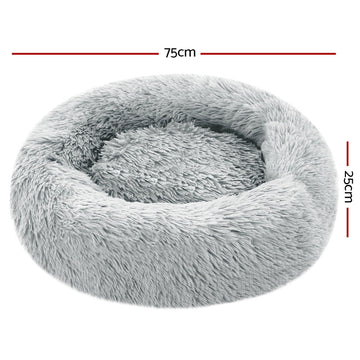 i.Pet Pet bed Dog Cat Calming Pet bed Medium 75cm Light Grey Sleeping Comfy Cave Washable i.Pet